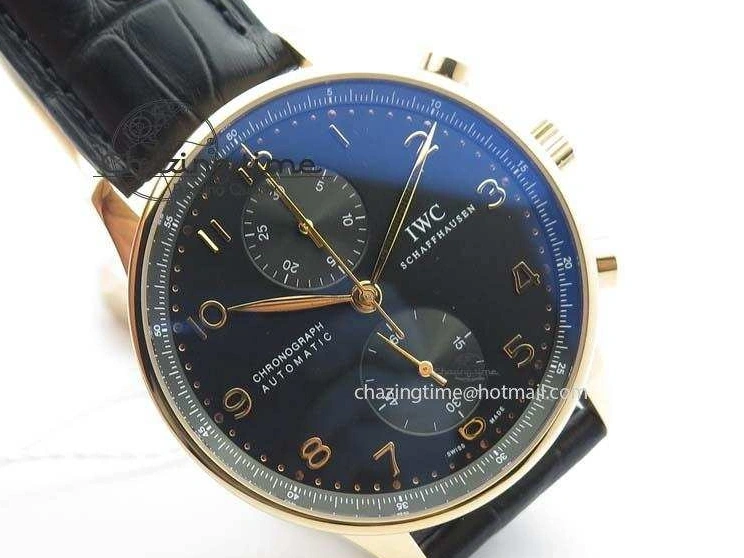 MIROTIME 0408 Portuguese Chrono RG IW371415 ZF 1:1 Best Edition Black Dial On Black Leather Strap A79350 (Slim Movement) FashionForward 7264